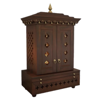 Side View of Adhir Teak Wood Pooja Mandap with Door (Wenge)