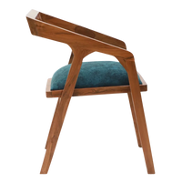 Side View of Aristo Teak Wood Arm Chairs (Teak Blue)