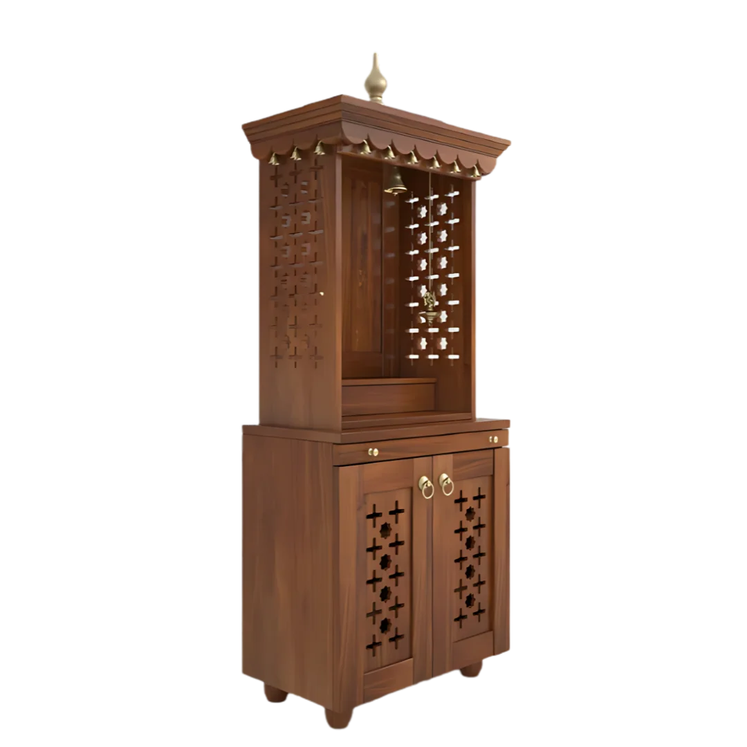 Side View of Rudralaya Teak Wood Pooja Mandap (Teak)