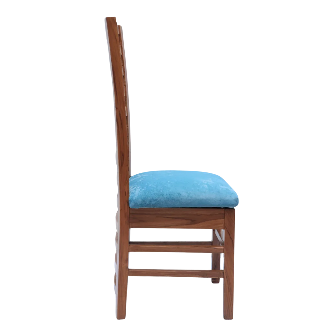 Side View of Stride Teak Wood Dining Chair (teak Blue)