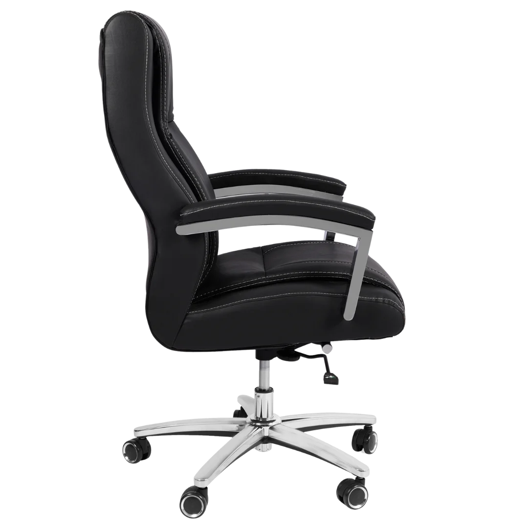 Side angle of Affarista Big Tall Executive Office Chair Black