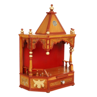 Anugrah Wall Mount Pooja Mandir without Door (Teak Gold)