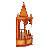 Anugrah Wall Mount Pooja Mandir without Door (Teak Gold)