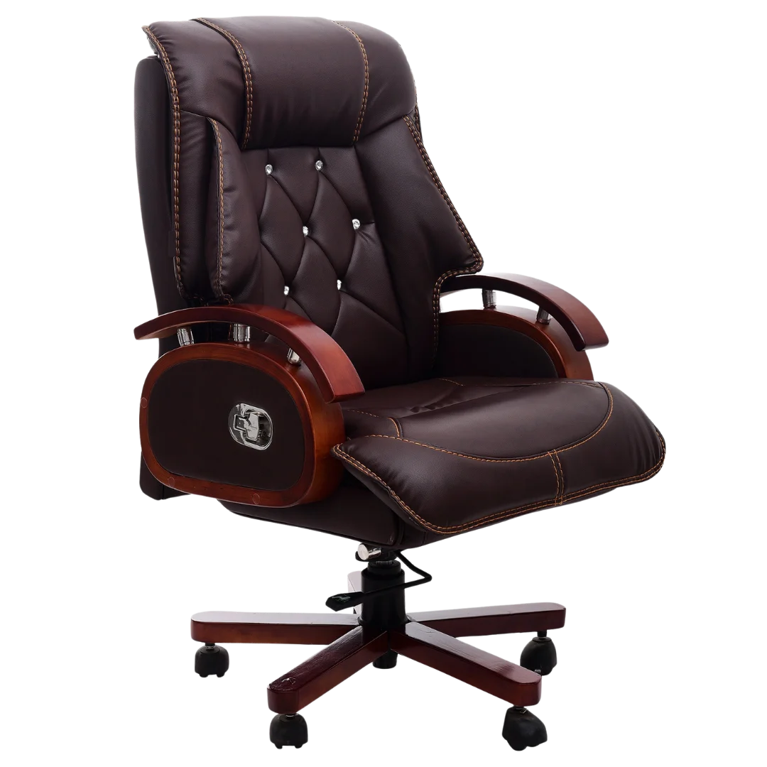 Side View Of Galician Recliner Office Executive Chair (Brown)