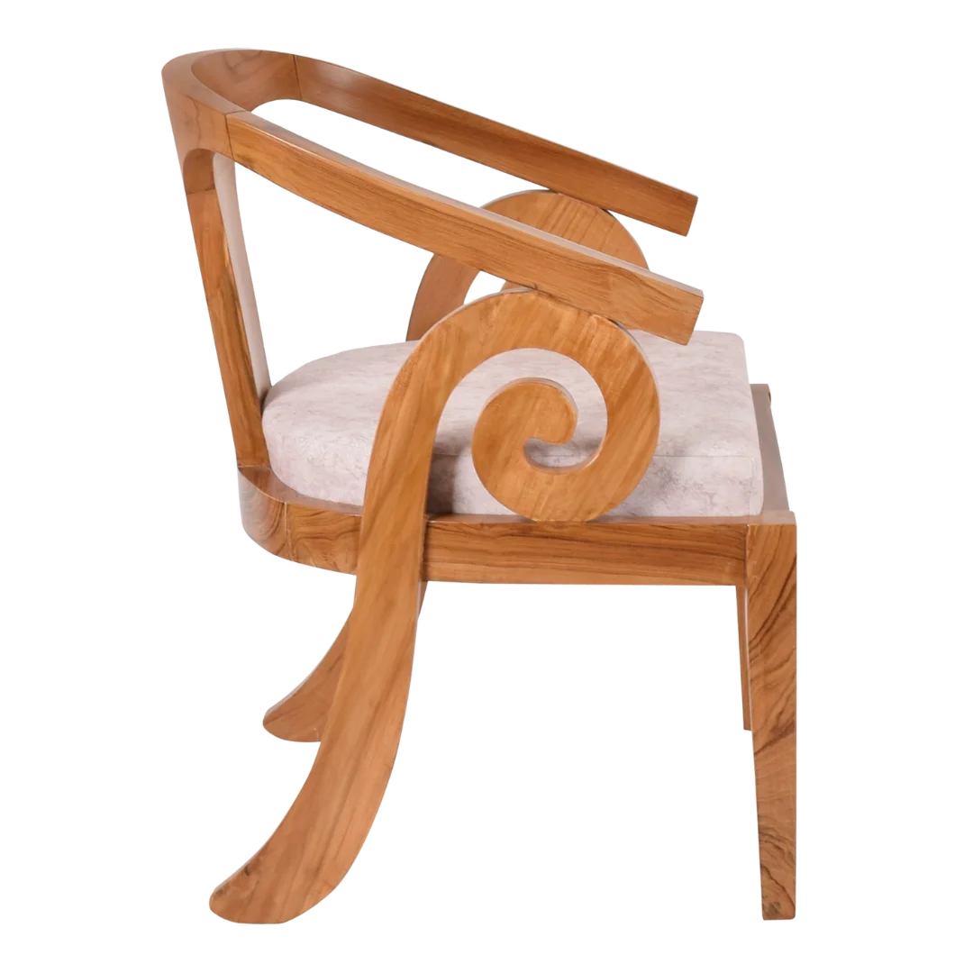 Side View of Arlaxa Teak Wood Arm Chair (Teak Beige)