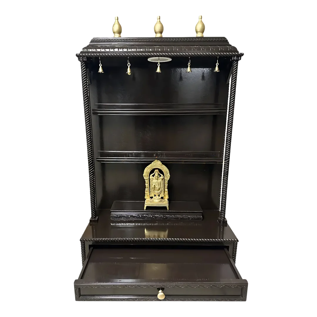 Smruti Teak Wood Mandap (Choco Brown) open door view
