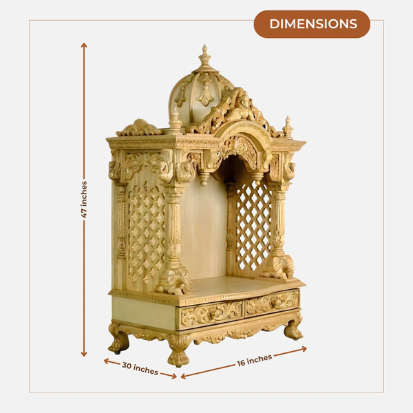 Someshwara Teak Wood Mandir (gold) dimensions