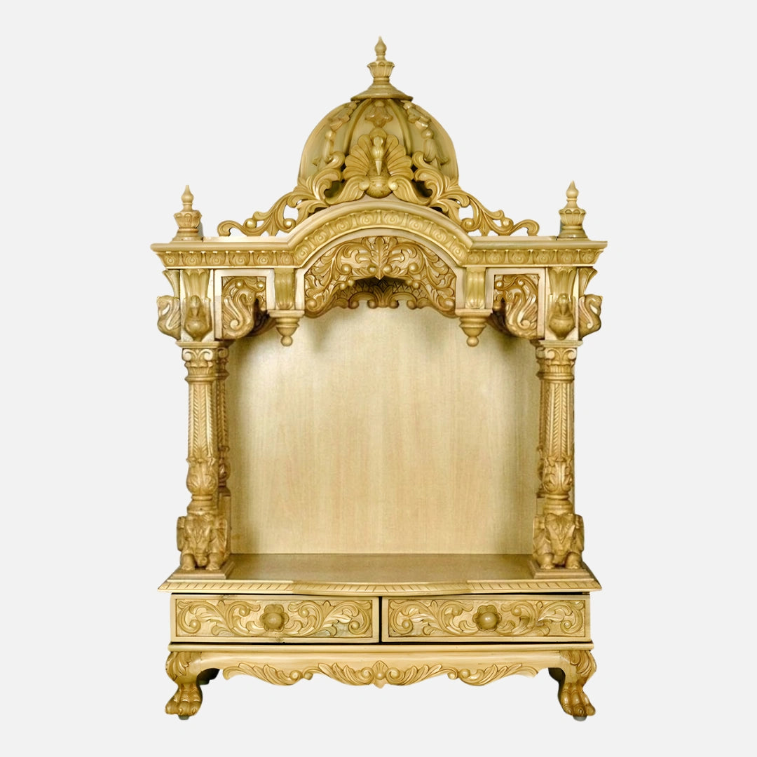 Someshwara Teak Wood Mandir (gold) front view