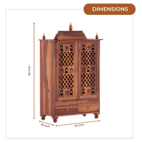 Somith Teak Wood Pooja Mandap with Door (Teak) dimensions