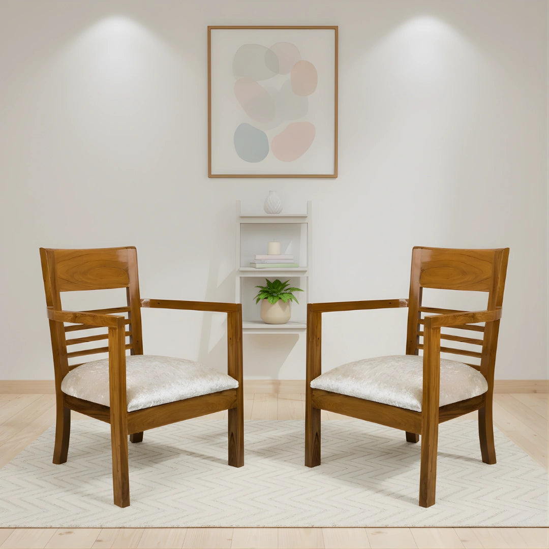 Spring Brown Accent Wooden Arm Chairs (Teak) lifestyle image