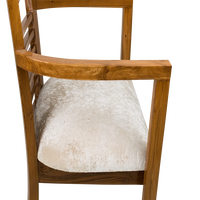 Spring Brown Accent Wooden Arm Chair in Teak color front zoom view handle