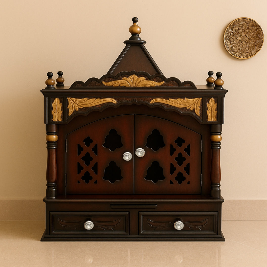 Sreshta Teak Wood Mandir (Brown Gold) lifestyle view