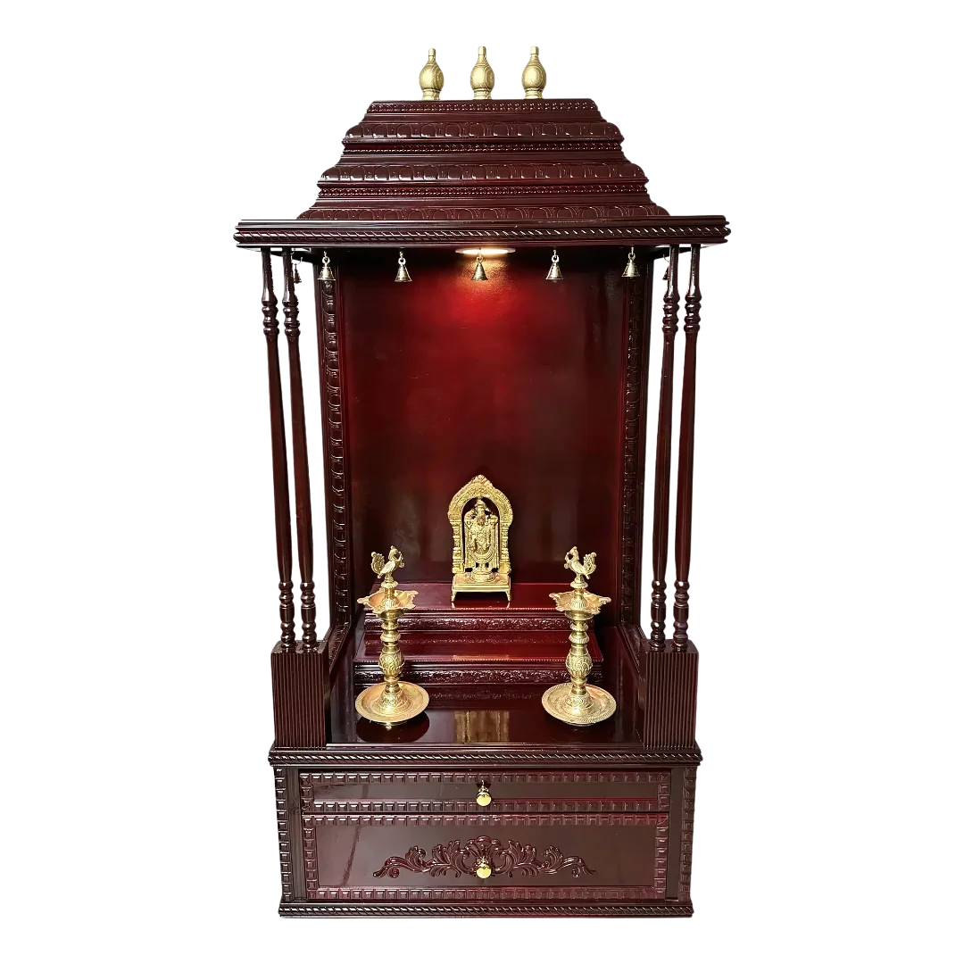 SriManohar Teak Wood Mandap (Cherry) Front view