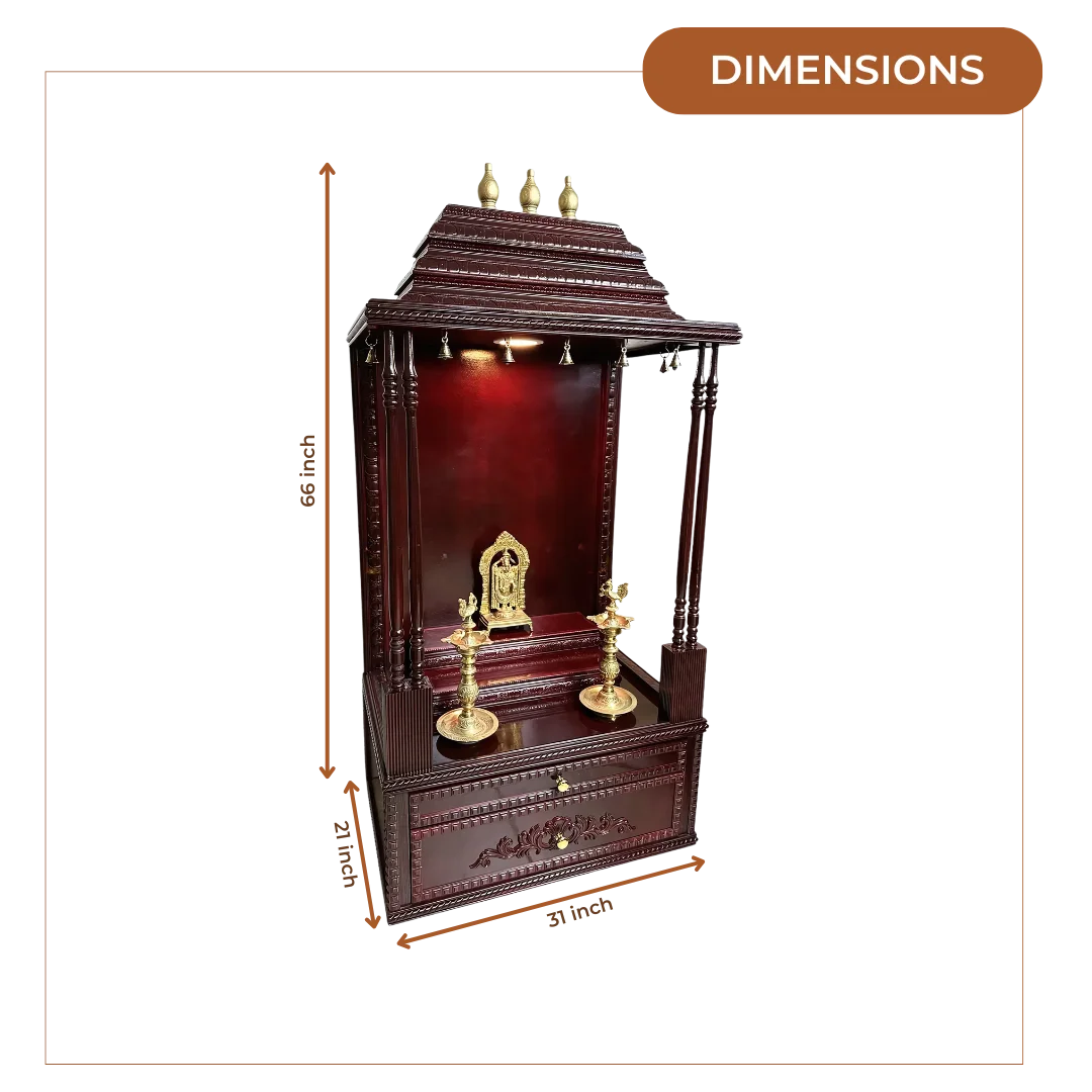 SriManohar Teak Wood Mandap (Cherry) dimensions
