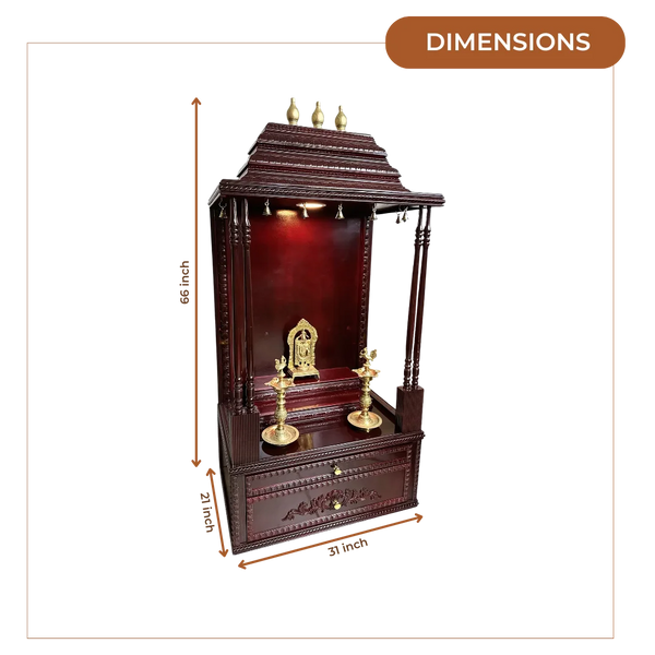 SriManohar Teak Wood Mandap (Cherry) dimensions