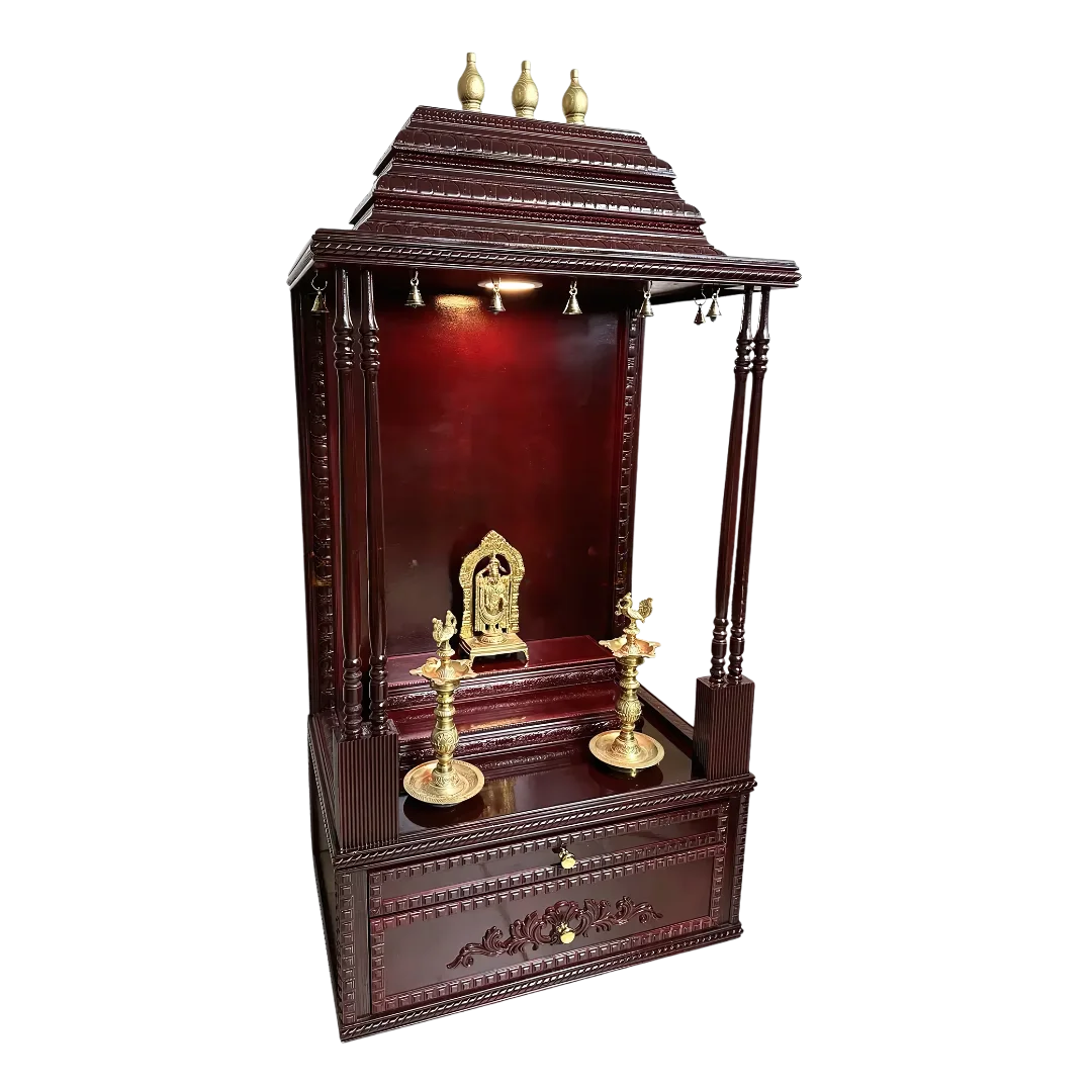 SriManohar Teak Wood Mandap (Cherry) side angle