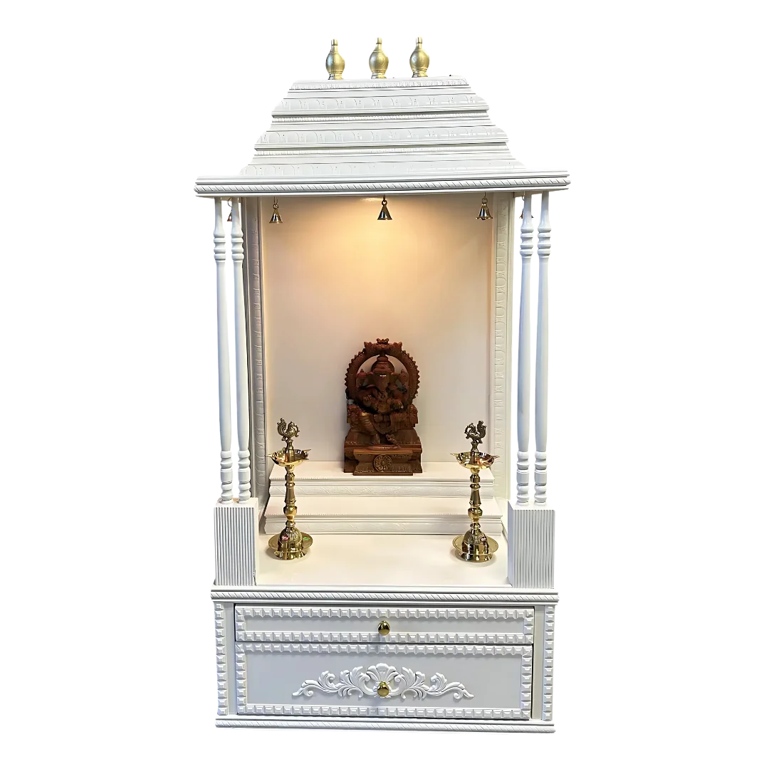SriManohar Teak Wood Mandap (White) Front view