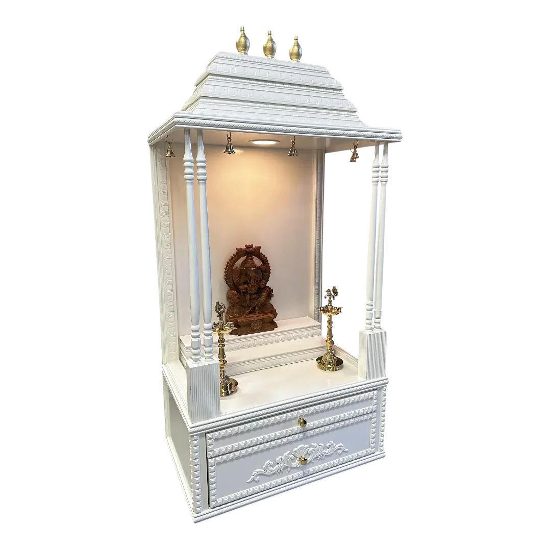 SriManohar Teak Wood Mandap (White) Side view