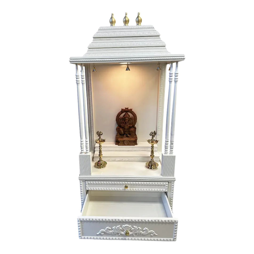SriManohar Teak Wood Mandap (White) open door view