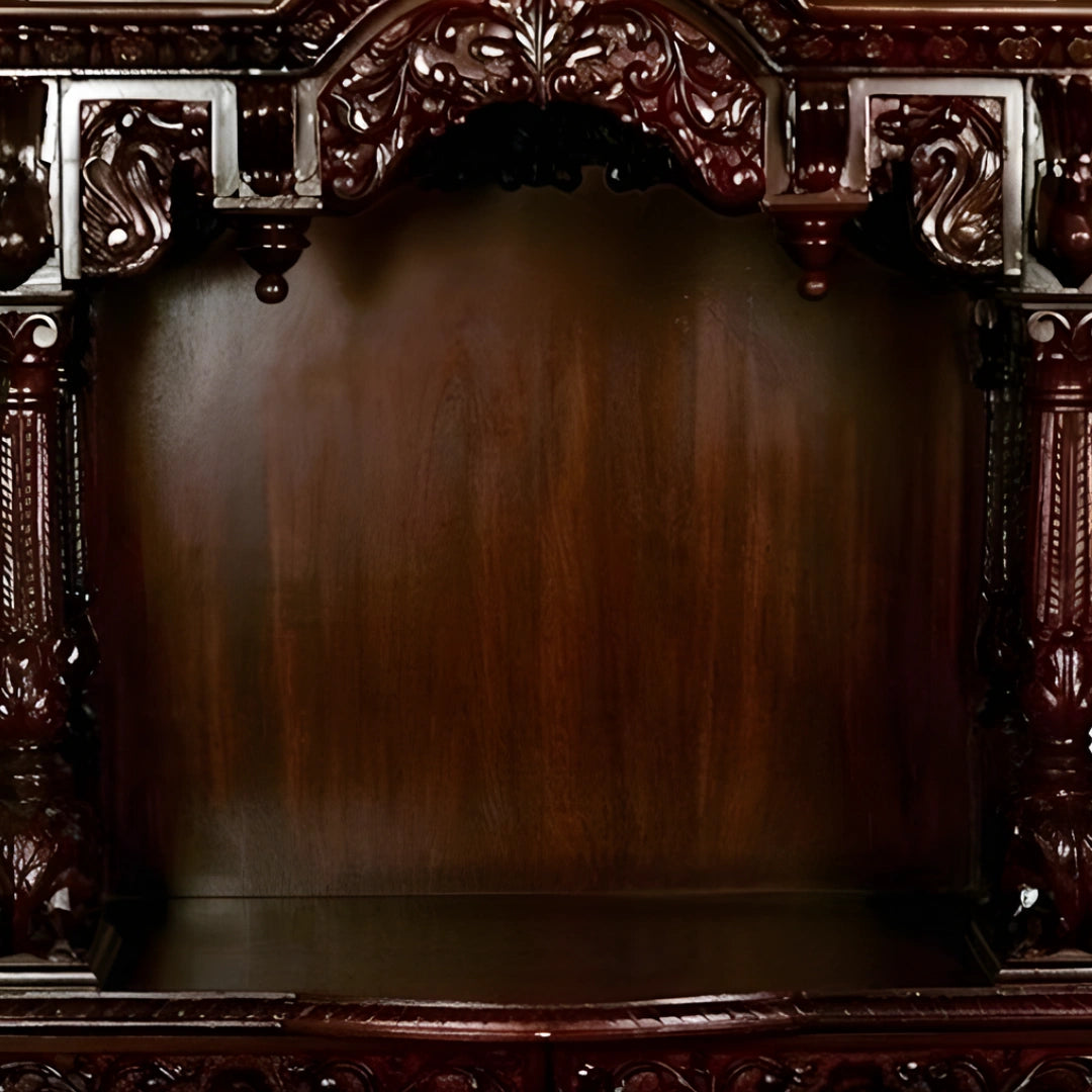 Srinivasa Teak Wood Mandir (Cherry) pooja area