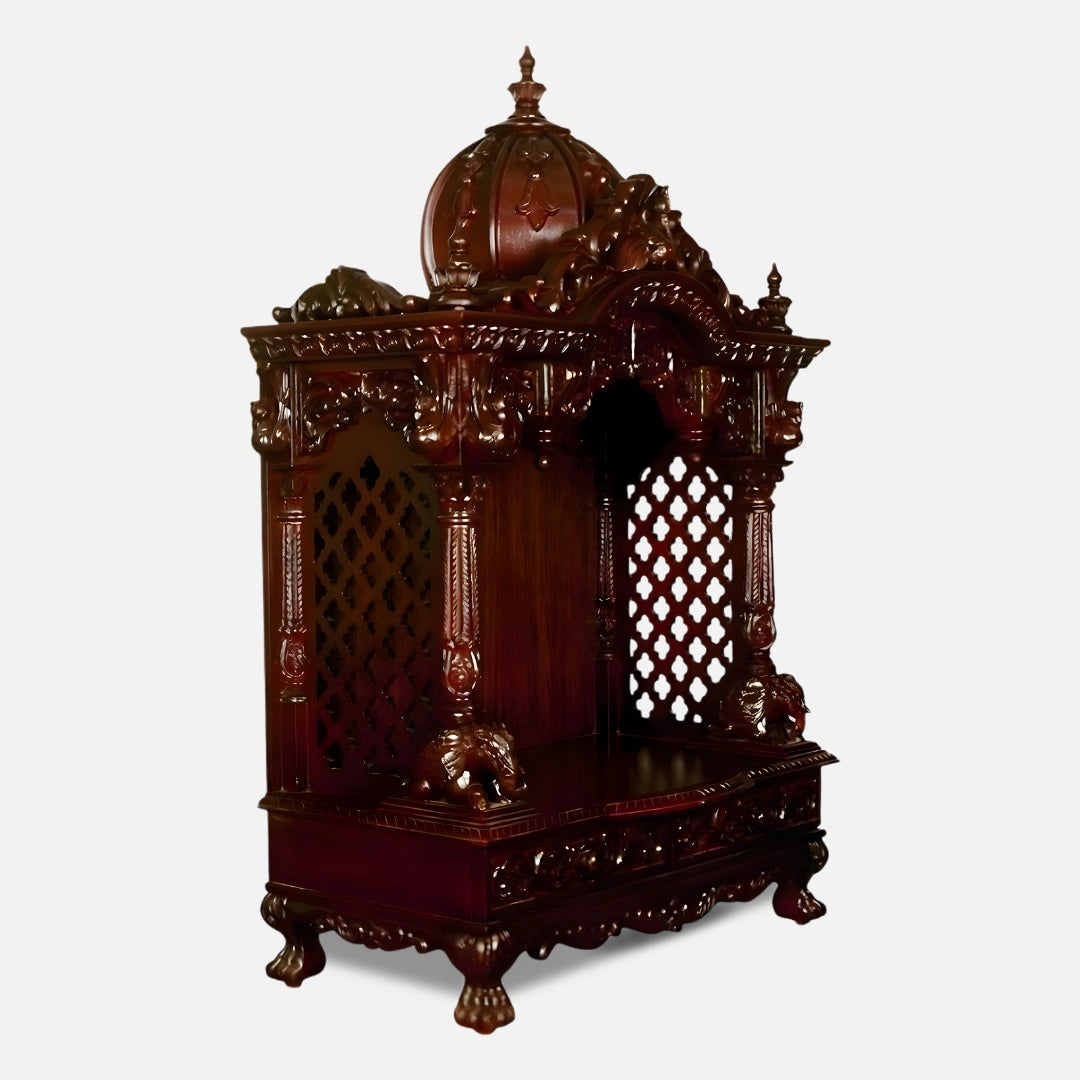 Srinivasa Teak Wood Mandir (Cherry) side angle