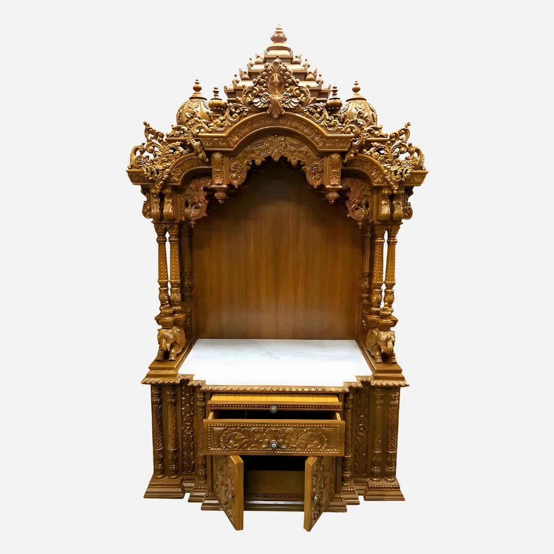 Srisaila Teak Wood Mandap (Teak) open drawer view