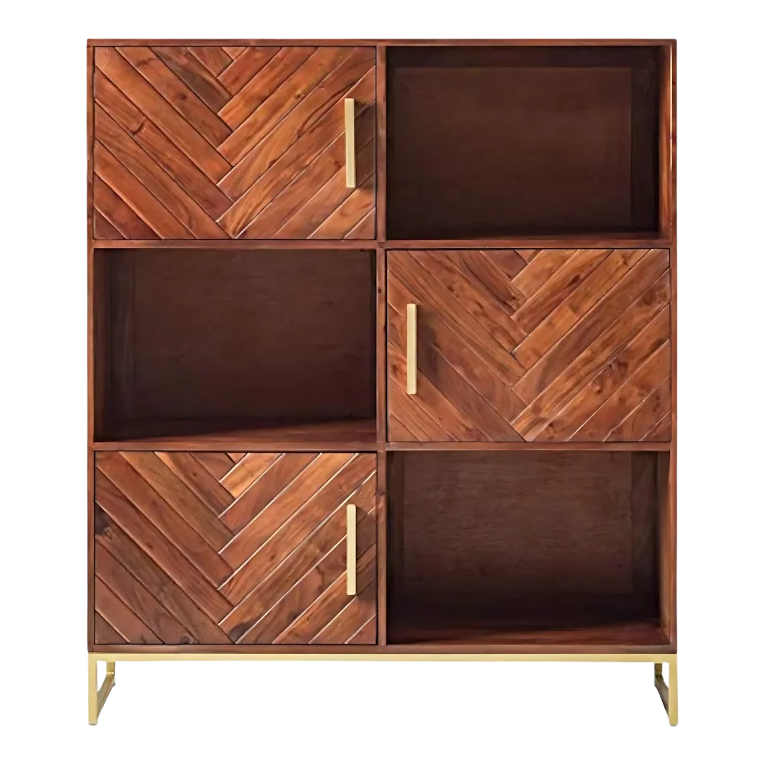 Stacksy Wood Book Shelf (Teak) front view