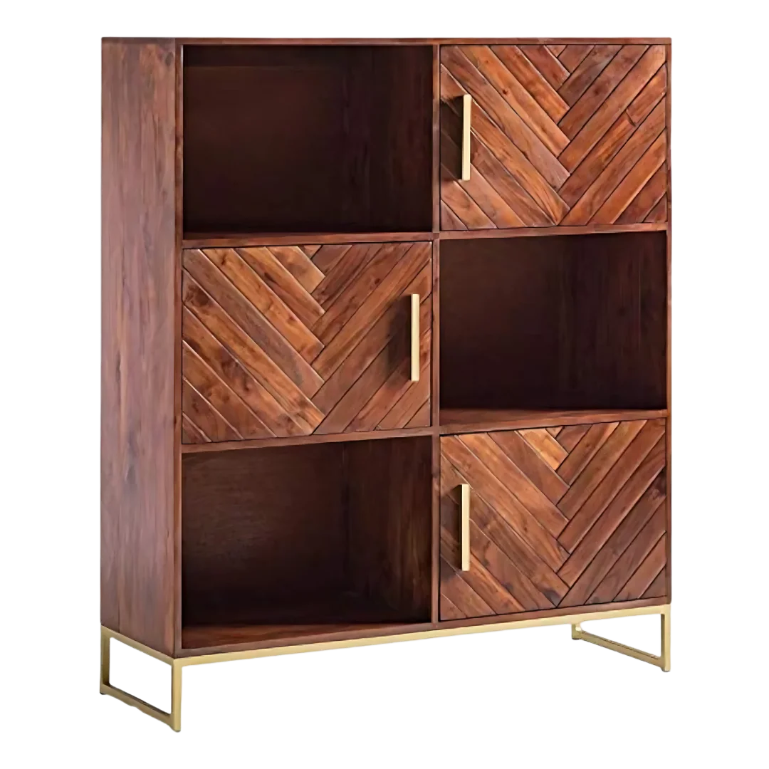 Stacksy Wood Book Shelf (Teak) side view