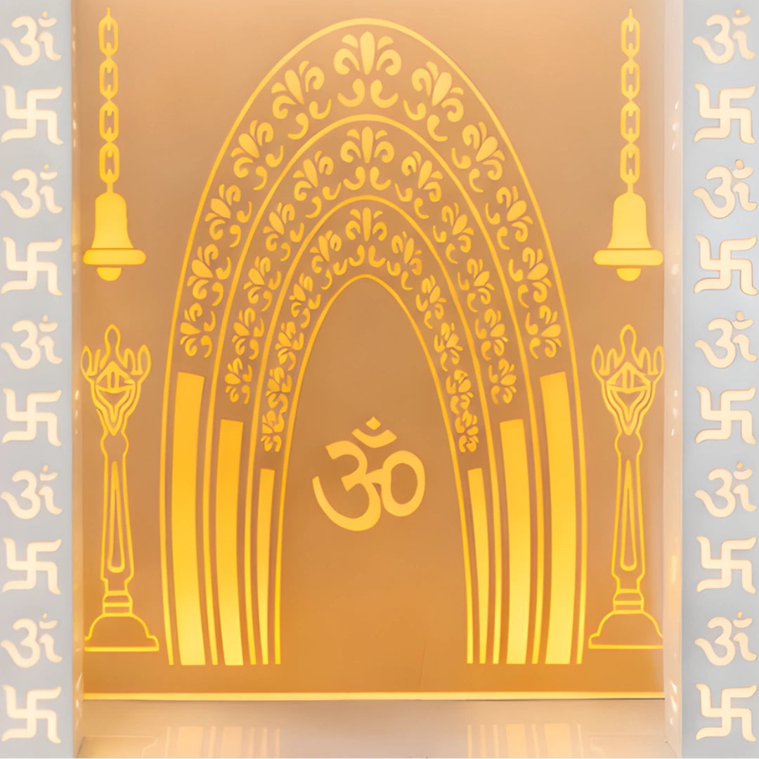 Suchiraa Wooden Corian Mandir (White) close view
