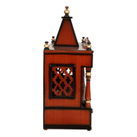 SukhatMan Large Wall Mount Pooja Mandir/Wooden temple for home in Brown Gold color side view featuring jali design and Pillars