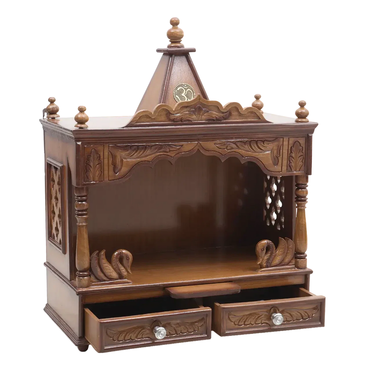 SukhatMan Medium Wall Mount Pooja Mandir without Door (Teak)
