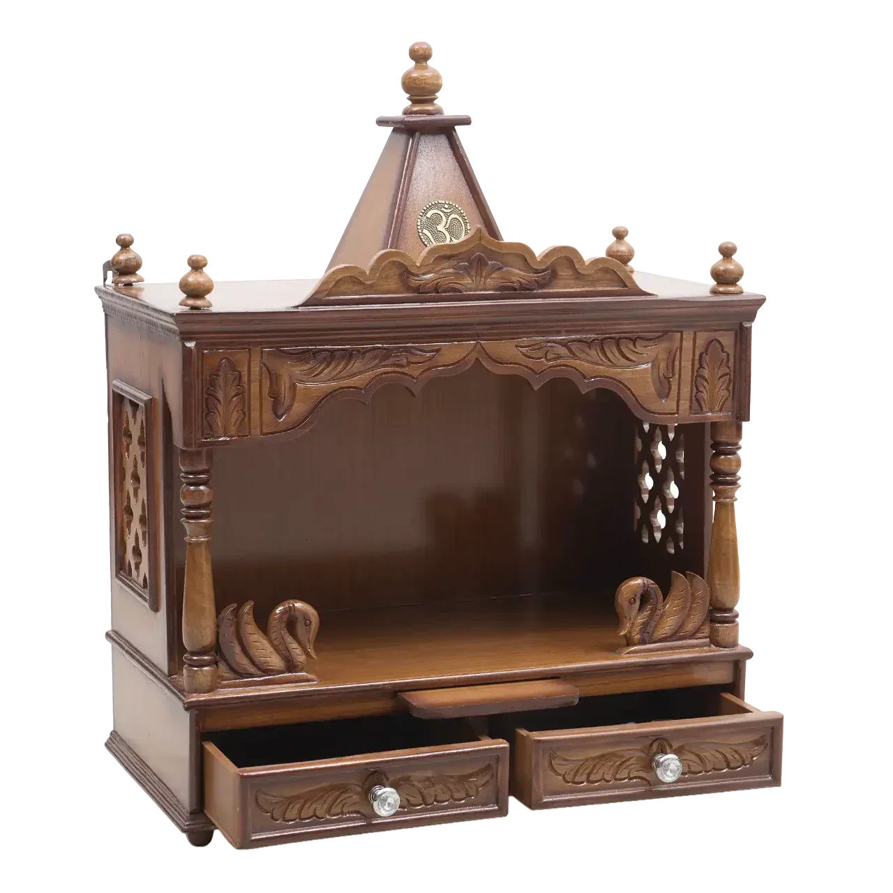 SukhatMan Medium Wall Mount Pooja Mandir without Door (Teak)