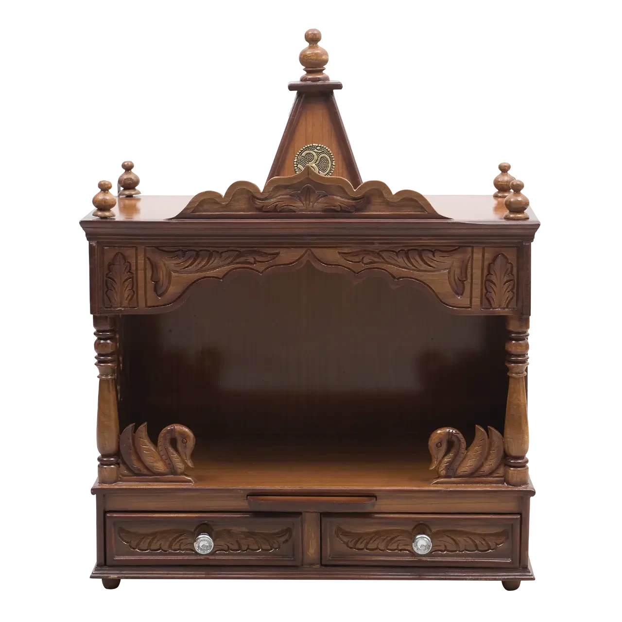 SukhatMan Medium Wall Mount Pooja Mandir/Wooden temple for home in Teak color