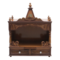 SukhatMan Medium Wall Mount Pooja Mandir/Wooden temple for home in Teak color