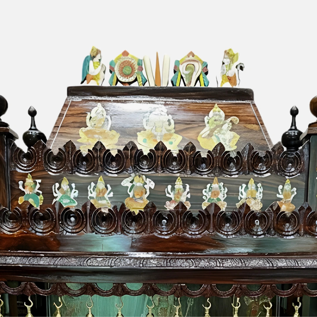 Sukrti Teak Wood Mandir (Brown) close view