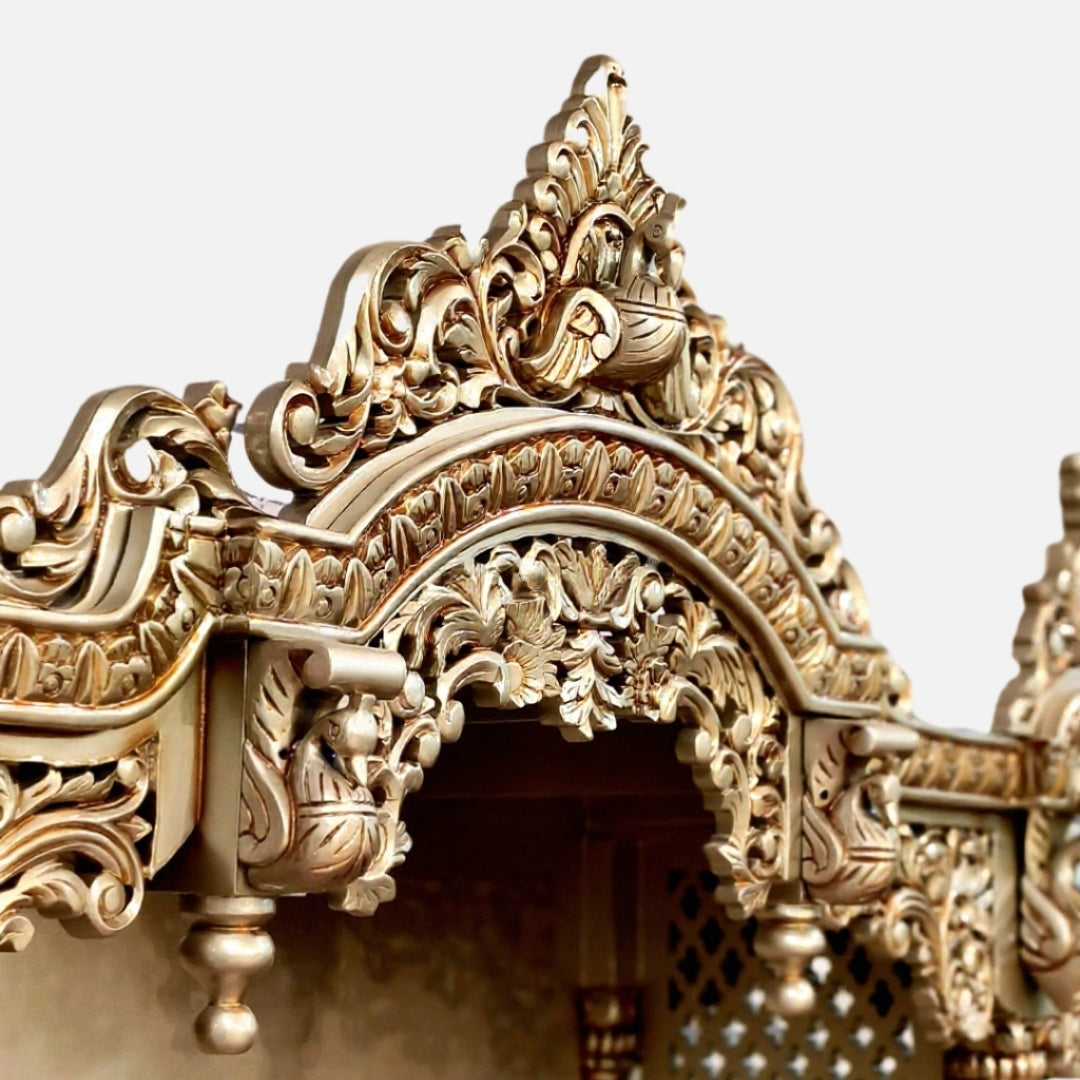 Sumukha Teak Wood Mandap (Gold) close view