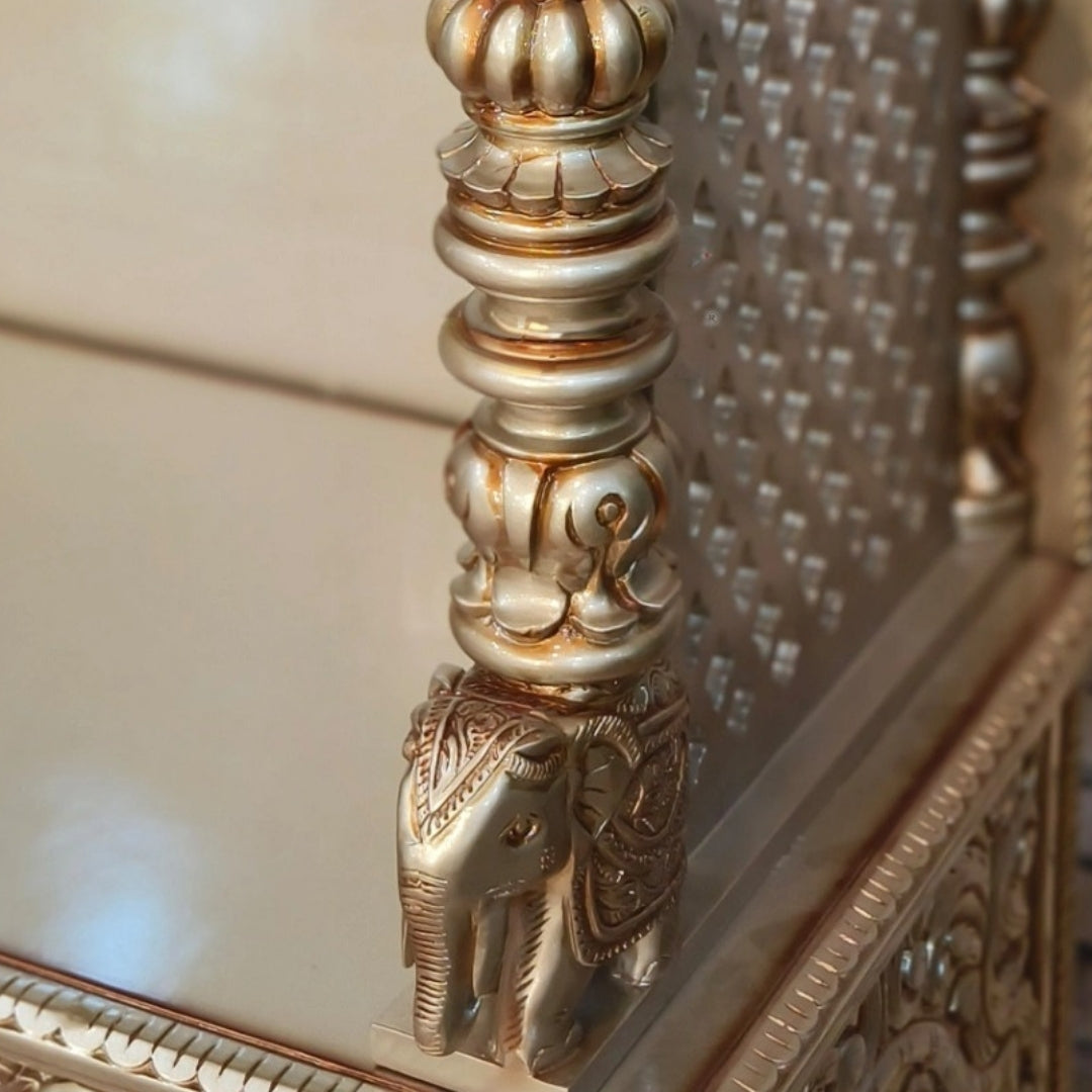 Sumukha Teak Wood Mandap (Gold) zoom view on elephants