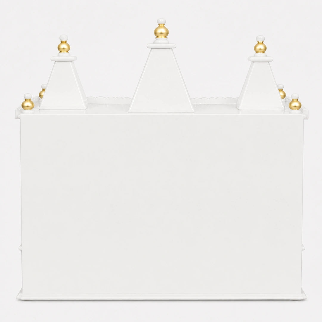 Sunanda Bhawan Medium Wall Mount Pooja Mandir without Door (White Gold) Back View