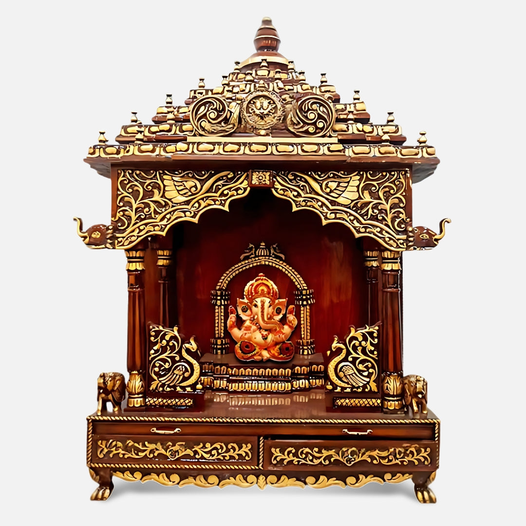 Suprita Teak Wood Mandap (Cherry Gold) front view