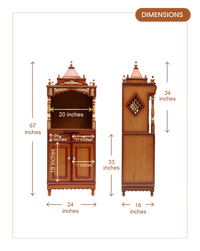 Suramya Floor Rested Pooja Mandap (Teak) dimensions