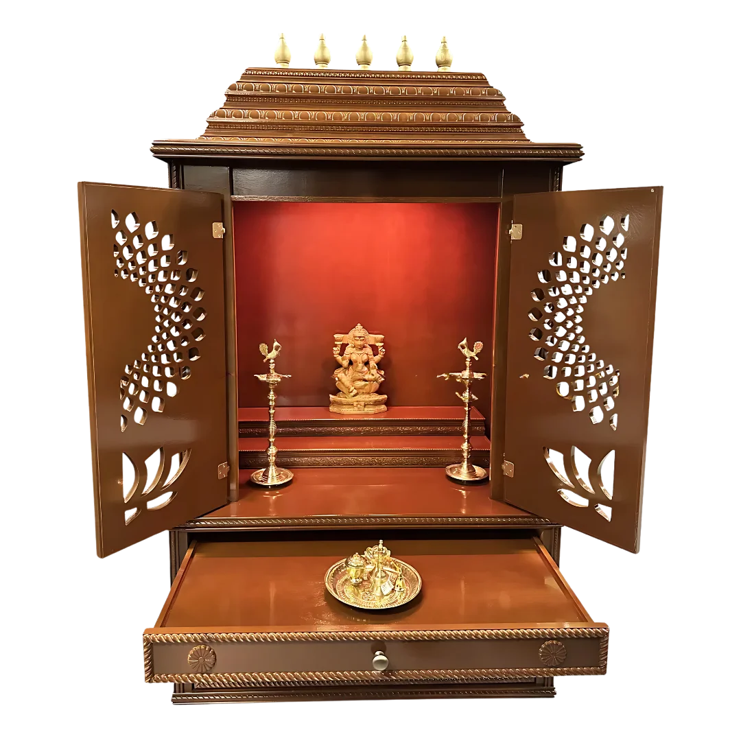 Swarnika Teak Wood Mandap (Caramel Brown) open door view
