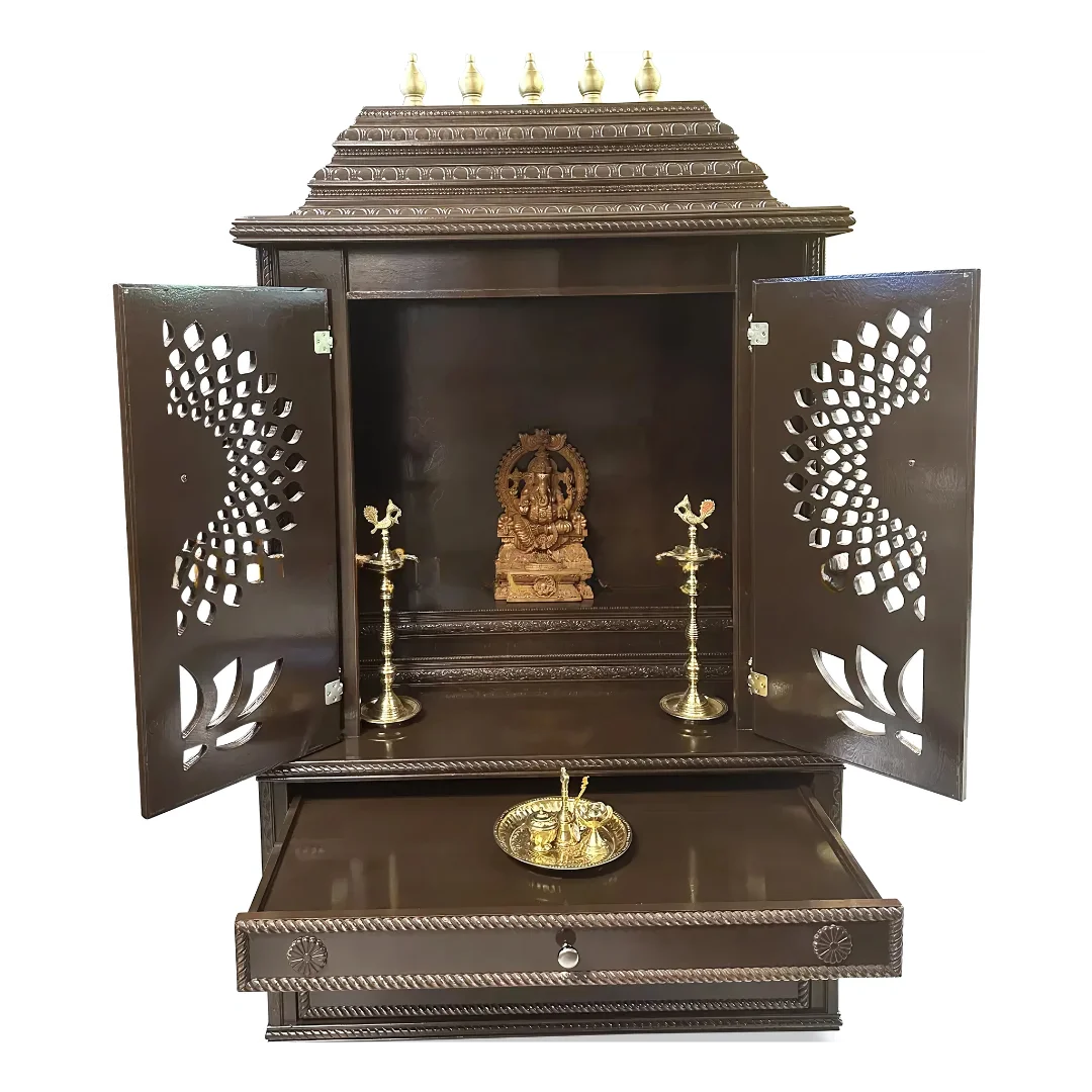 Swarnika Teak Wood Mandap (Choco Brown) open door view