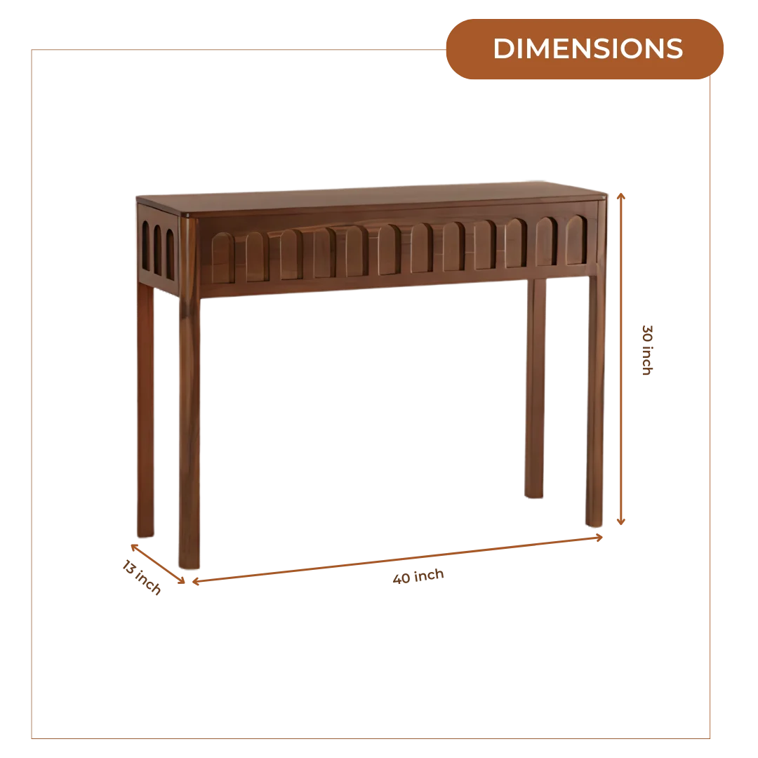 Taksha Solid Wood Console Table (Teak) Dimensions