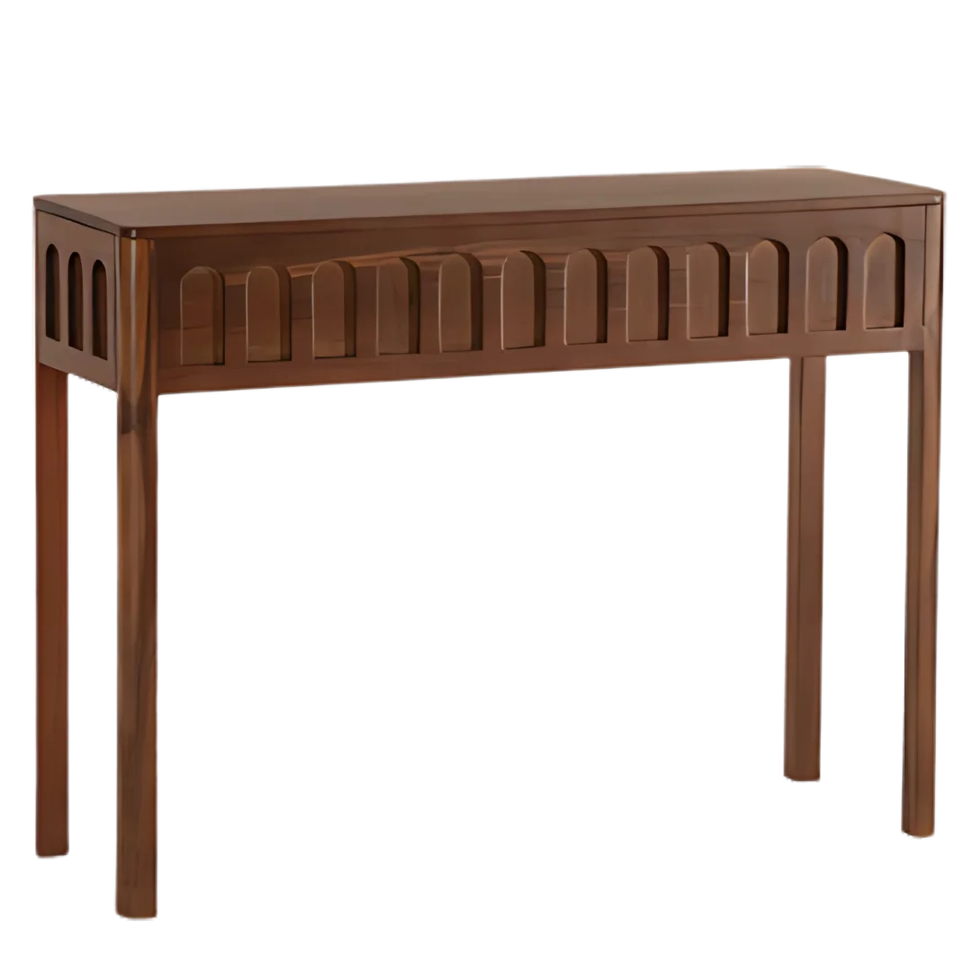 Taksha Solid Wood Console Table (Teak) Side Angle
