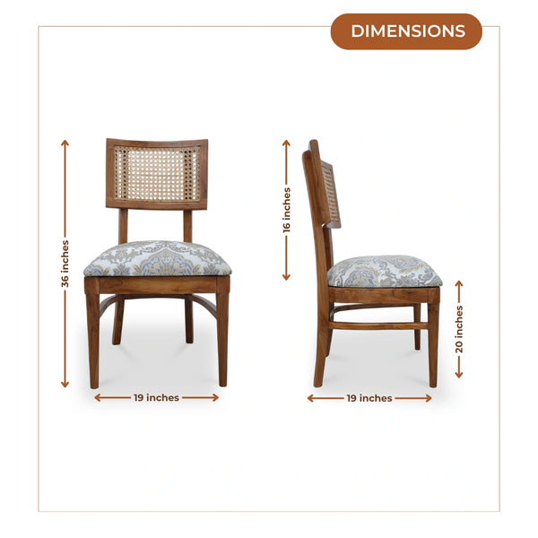 Tessaro Teak Wood Dining Chair (Teak) dimensions view