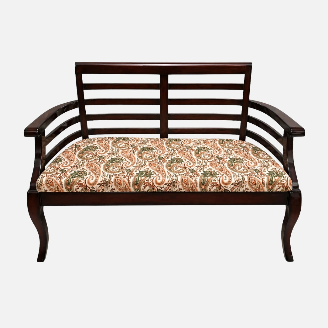 Toledo Teak Wood Arm Chair (Brown Beige) front view