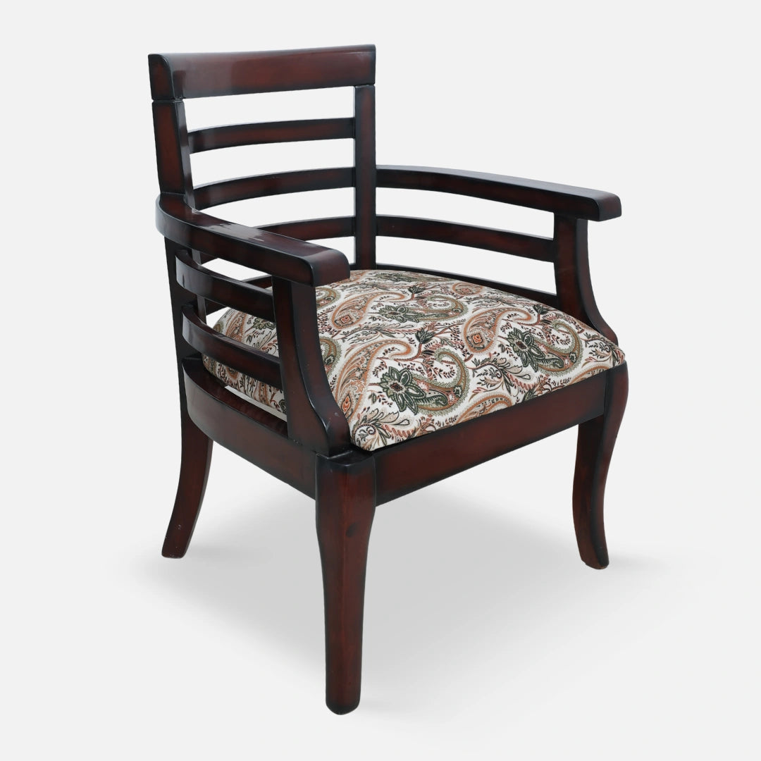 Toledo Teak Wood Arm Chair (Brown) side angle