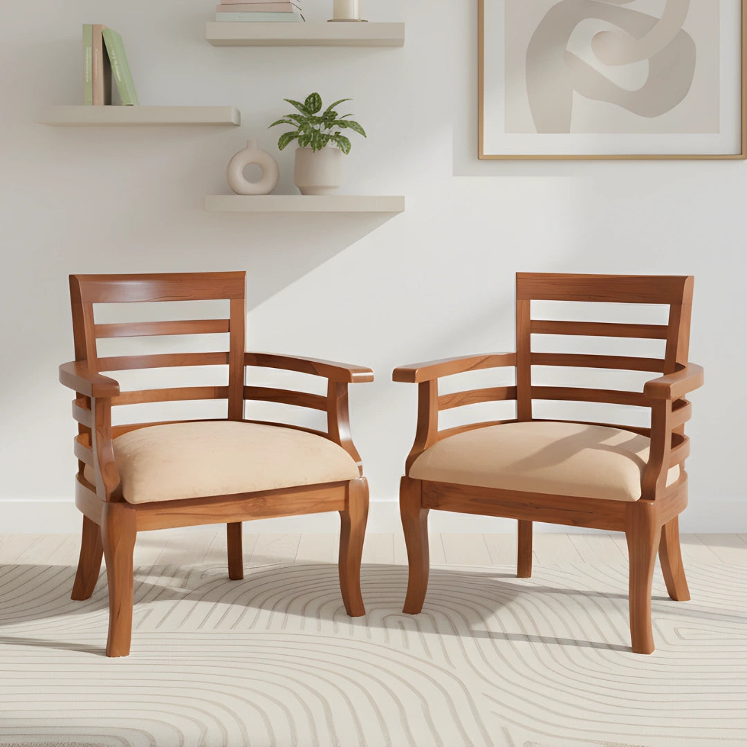 Toledo Teak Wood Arm Chairs (Teak) lifestyle image