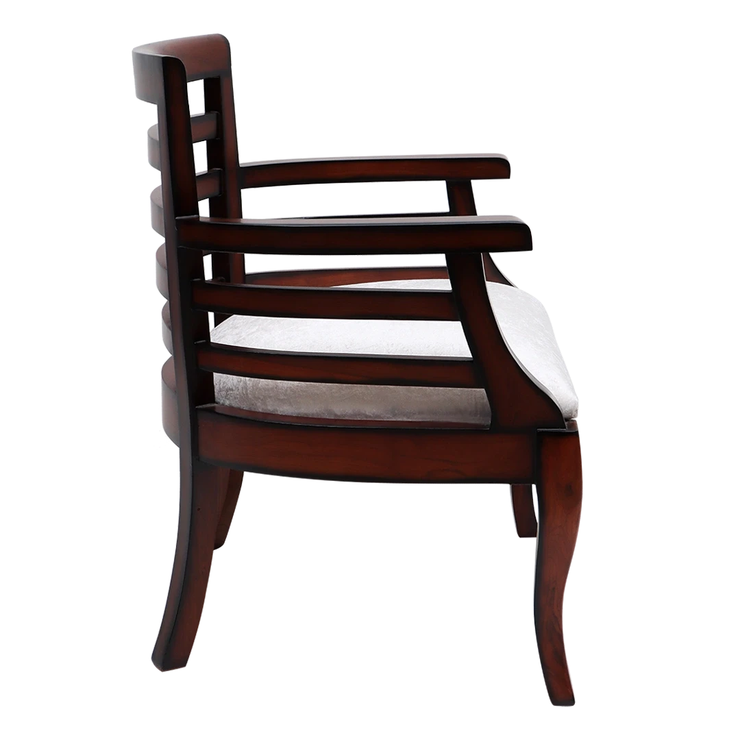 Toledo Teak Wood Arm Chair in Brown Silver color side view