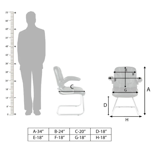 Torin Visitor Chair with Armrest (Black) Dimensions